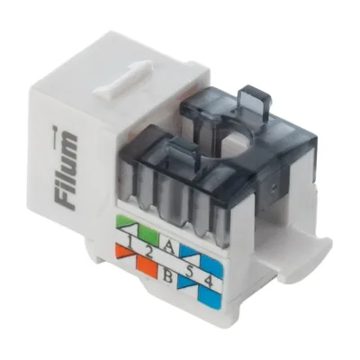 Модуль Keystone RJ45 UTP FL-KJ-U5E-WT-90 Cat 5e, Dual IDC (110/KRONE), 90 градусов, белый Filum 00-01209887