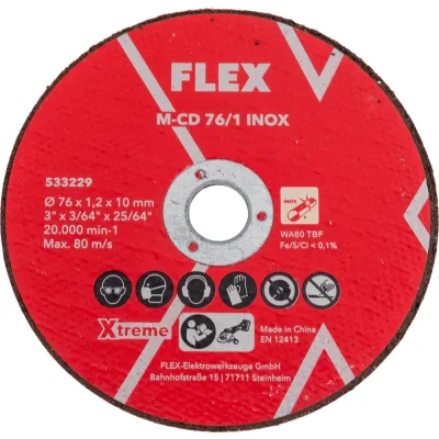Набор из 5-ти отрезных дисков FLEX 76 мм M-CD 76/1 INOX VE5 для УШМ 533229