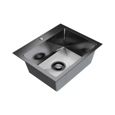 Мойка настольного монтаж MIXLINE 53х43 3,0 выпуск 3 1/2 ПРО с ФАСКОЙ 22см с сифоном, черный графит декор МИКРО 559600