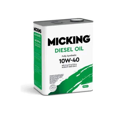 Моторное масло Micking Diesel Oil PRO1 10W-40 синтетическое API CJ-4/CI-4/CH-4 ACEA E7 A3/B3 для дизельных двигателей 4л M1134