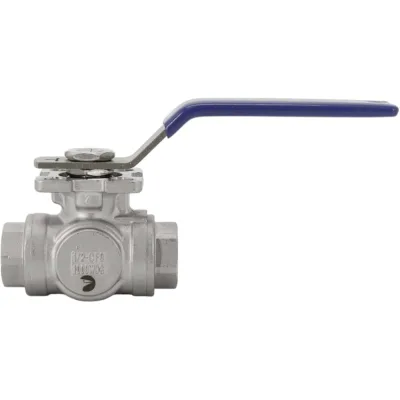 Кран шаровый NEWKEY трехходовой (T-тип) нержавеющий, AISI304 DN15 (1/2), (CF8), PN64 NK-BTt15/4