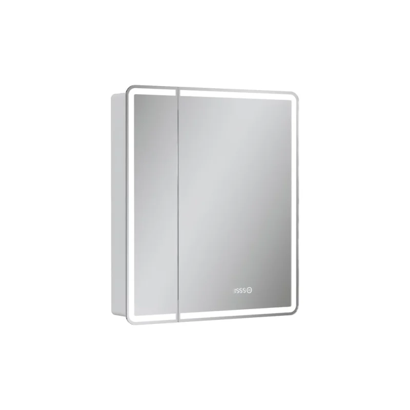 Шкаф зеркальный EQUIL Nice LED 70 с часами, белый, szNICE70