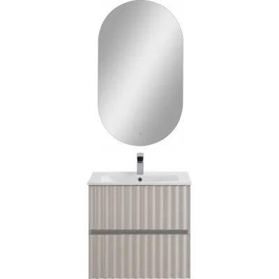 База под раковину подвесная Art&amp;Max ELEGANT с двумя выкатными ящиками, с LED подсветкой ручек. Светло-серый матовый, 570x469x550 AM-ELEGANT-600-2C-SO-GCM-LED