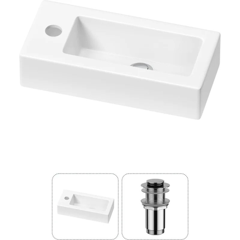 Комплект 2 в 1 Wellsee Bathroom Sink накладная/подвесная раковина 37x18 см, состоит 20215881R