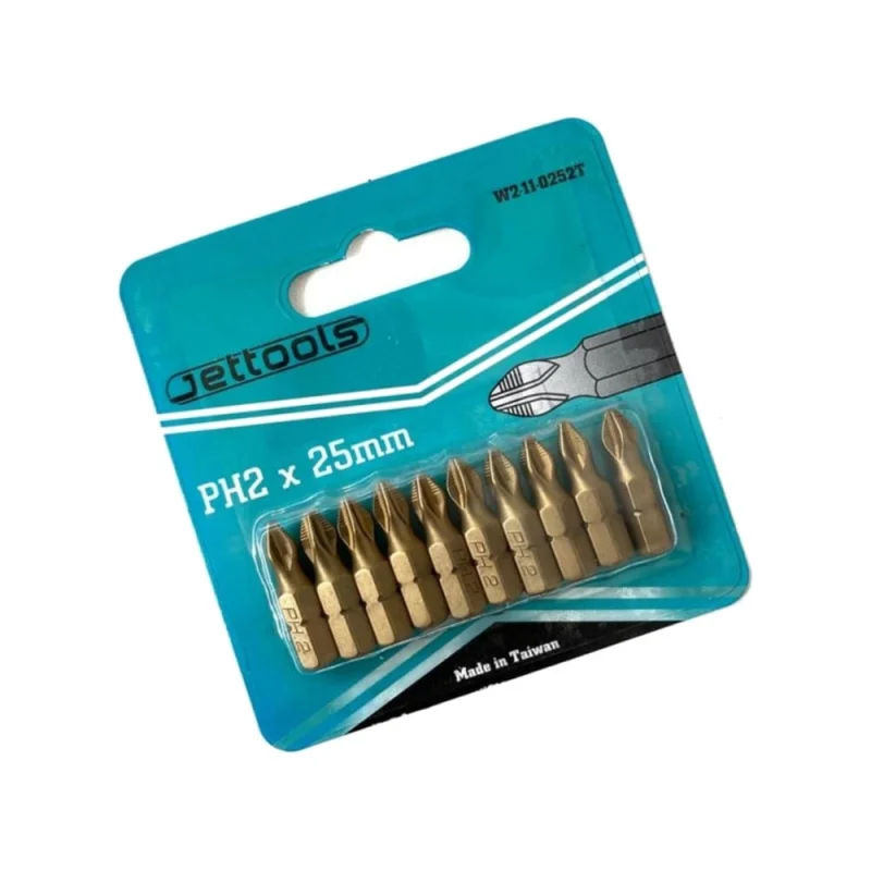 Насадка магнитная для больших нагрузок (10 шт; 25 мм; PH2; TiN) Jettools W2-11-0252T