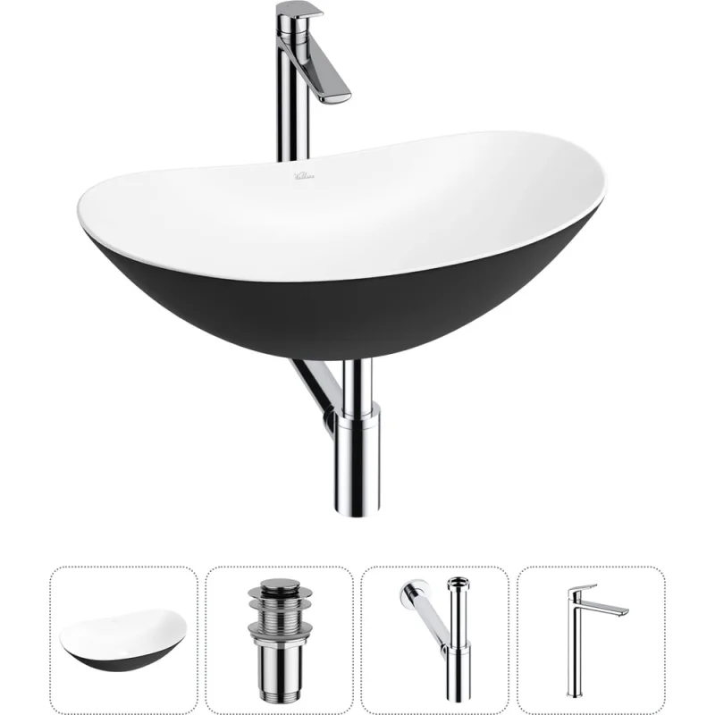Набор Wellsee 4 в 1 Carefree Dove накладная раковина 60x36 см 20212327R