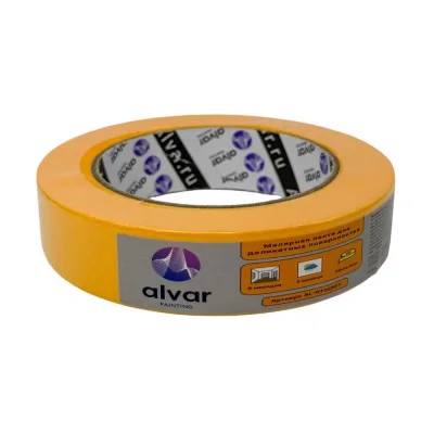 Малярная лента для деликатных поверхностей Alvar 25мм, 50м, желтая AL-OT2550Y