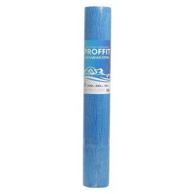 Стеклотканевая фасадная сетка PROFFIT ProFit 160 гр., синяя, ячейка 5x5 , 1x50 м 112