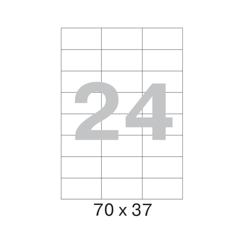 Этикетки самоклеящиеся 70х37 мм/24 шт. на листе А4 Комус 25л 75202
