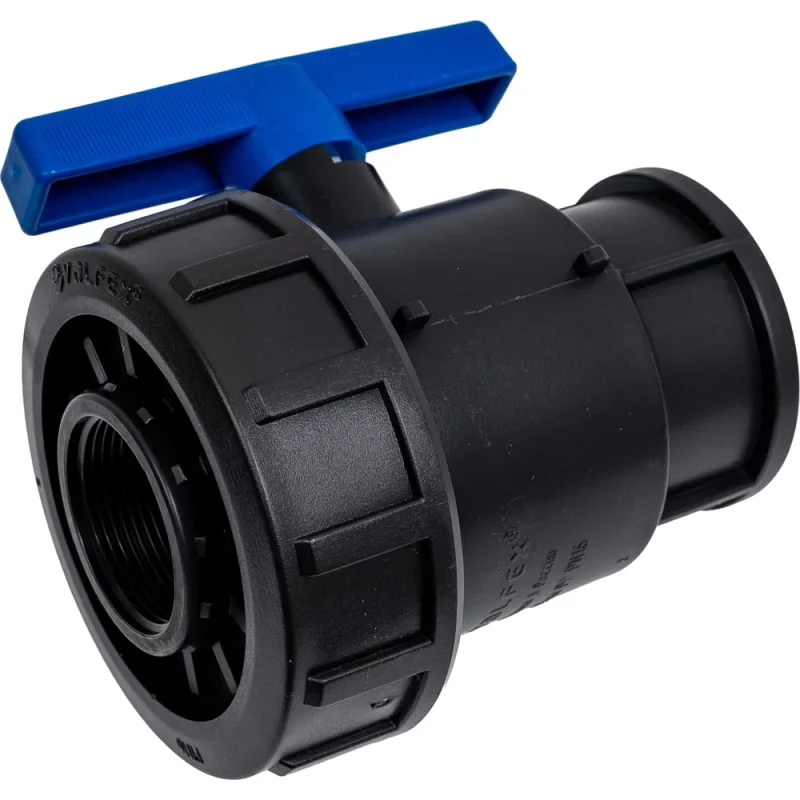 Компрессионный шаровой кран VALFEX ПНД ВН/ВН резьба разборный 2"-1 1/2" Ду46 1210011200112