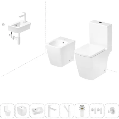Безободковый напольный унитаз Lavinia Boho Aveo Compacto Rimless в комплекте 8 в 1 202009075