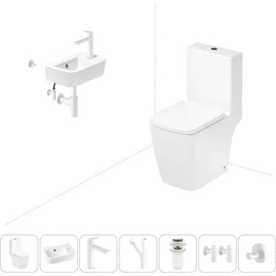 Безободковый напольный унитаз Lavinia Boho Aveo Compacto Rimless в комплекте 7 в 1 202008784