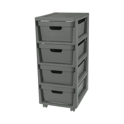 Комод Econova Luxe на колесах, 4 ящика, 300х385х690 мм серый 43324671170