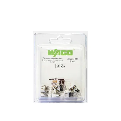 Клемма на 2 провода Wago 2273-242 0,5-2,5 кв.мм самозажимная с пастой (6 шт.) (2585/2273-242)