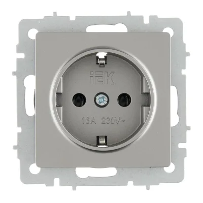 Розетка IEK Brite встраиваемая сталь с заземлением (BR-R11-16-K46)