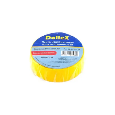 Изоляционная лента DolleX, 19 мм х 9,10 м, желтая, ПВХ PVC, ET-1319YLW