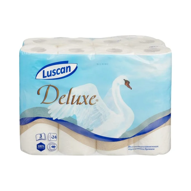 Туалетная бумага Luscan Deluxe 3 слоя, белая, 24 рулона 865672