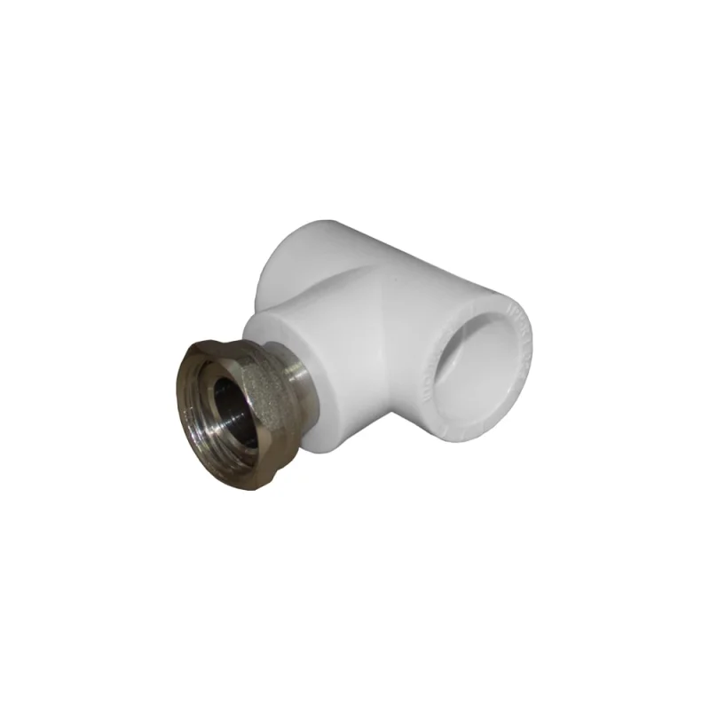 Тройник с накидной гайкой Политэк 20x3/4" PPRC (белые) 9888102034