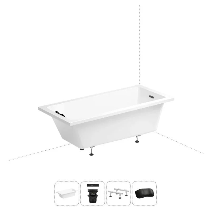 Акриловая ванна Wellsee 150х80 см FreeDom 2.0 в наборе 4 в 1 20212811R