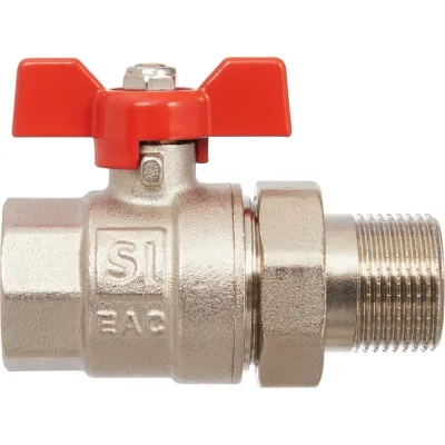 Кран шаровой Smart Install латунный ВР/НР 1 с американкой, бабочка, упак. 6 шт. 57153S
