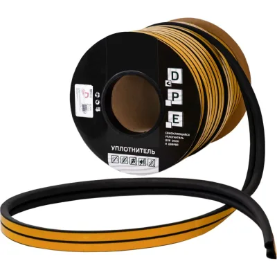 Уплотнитель VETTORE профиль D 12x14 мм, 40 м, Black черный 20456