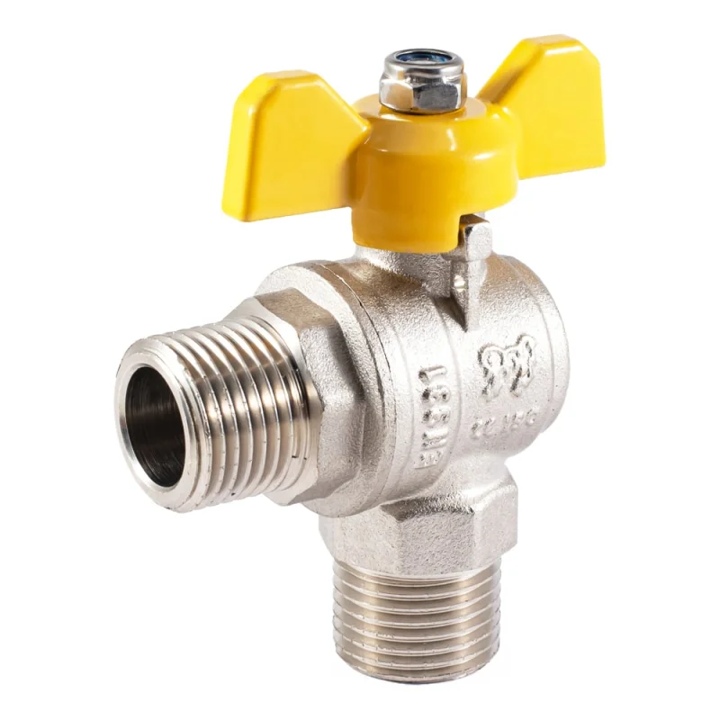 Шаровой кран PROFACTOR угловой для газа PF GAS ручка бабочка, н/н 1/2 дюйма PF GBV 336M