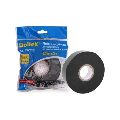 Двухсторонняя лента DolleX, 22мм х 5м монтажная на вспененной основе ET-225