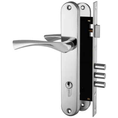 Замок врезной Fuaro LOCKSET.9011 CP для входной двери под цилиндр хром 5 ключей