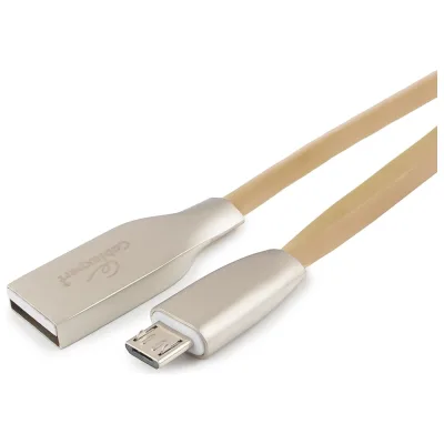 Кабель USB 2.0 Cablexpert, AM/microB, серия Gold, длина 1м, блистер, золотой CC-G-mUSB01Gd-1M