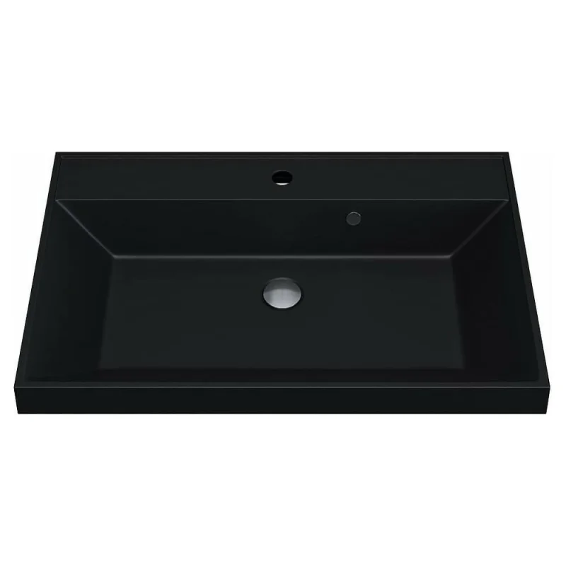 Кварцевая раковина для ванной комнаты Uperwood Classic Quartz 70 см, черная матовая, уголь 291030005