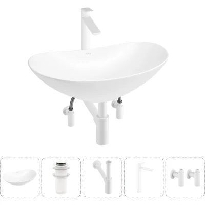 Акционный набор Wellsee 5 в Carefree Dove накладная раковина 44x29 см 20212264R