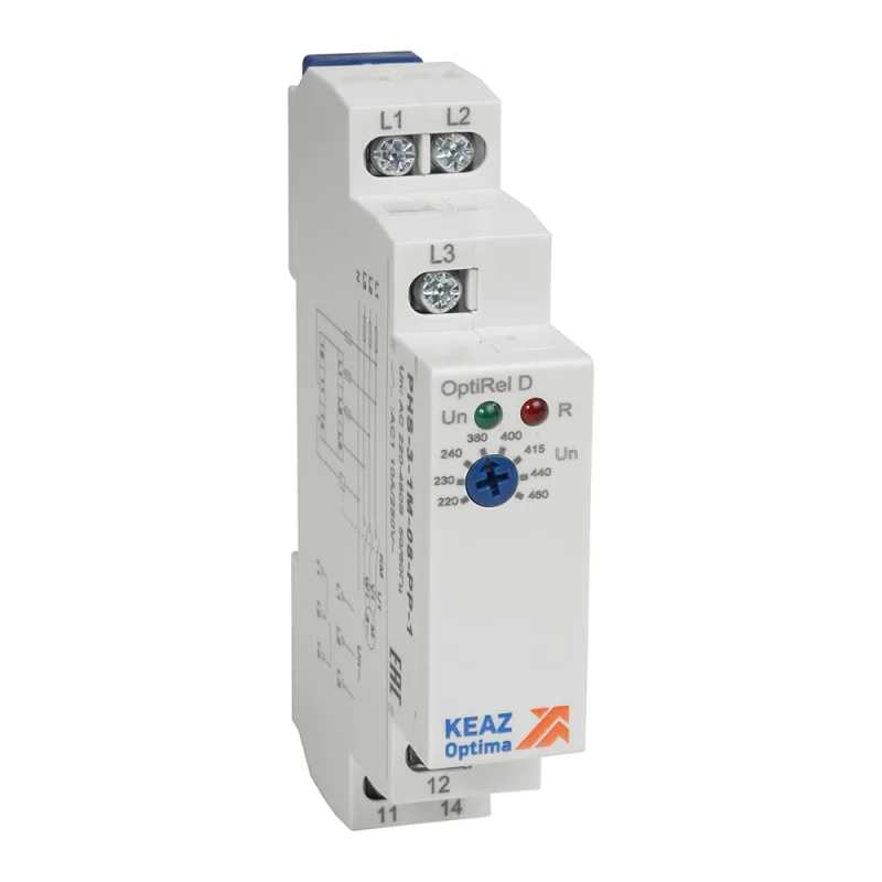 Реле контроля фаз КЭАЗ OptiRel D PHS-3-1M-08-PP-1 без настр повышенного/пониженного асимметрии 3Ф 1СО 331992