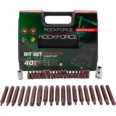 Набор бит 1/2"&1/4"&3/8"DR TORX 40 предметов с держателями PREMIUM Rockforce RF-4401D(28675)