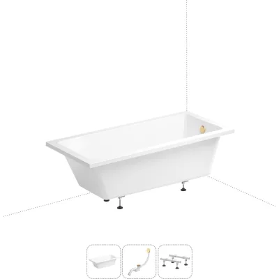Акриловая ванна Wellsee FreeDom 180x85 см в наборе 3 в 1 231103008