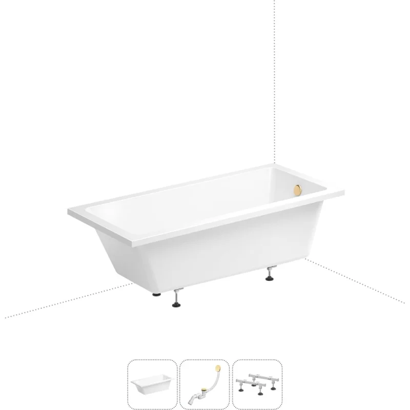 Акриловая ванна Wellsee FreeDom 180x85 см в наборе 3 в 1 231103008