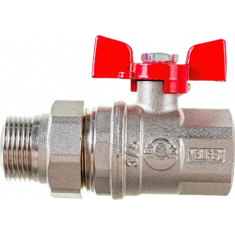Шаровой кран VALFEX PREMIUM для воды, с американкой, 3/4" ВР/НР, бабочка VF.227.NB1.034.PREMIUM