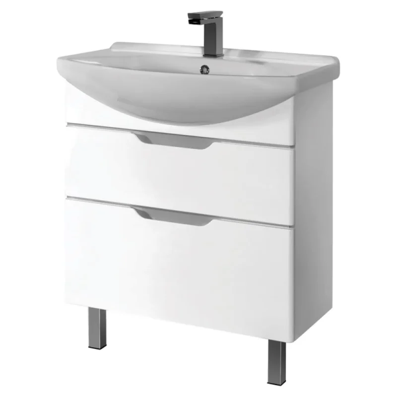 Тумба Dreja eco Laguna Plus 85 NEW, белый лак, 2 ящика, органайзер 99.0107