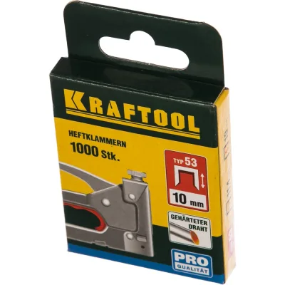 Скобы для степлера KRAFTOOL тип 53 (A /10 /JT21) 10 мм, 1000 шт, калибр 23GA, 31670-10