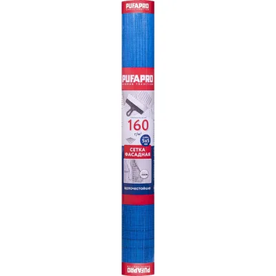 Фасадная стеклотканевая сетка PUFAPRO 5х5 мм, 160 г/кв.м, 1 м х 30 м, синяя М 71704000