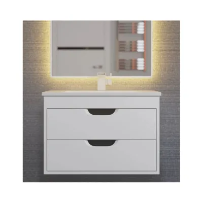 Тумба под раковину для ванной Uperwood Modul_65 см, подвесная, матовая, белая/графит 2930205354