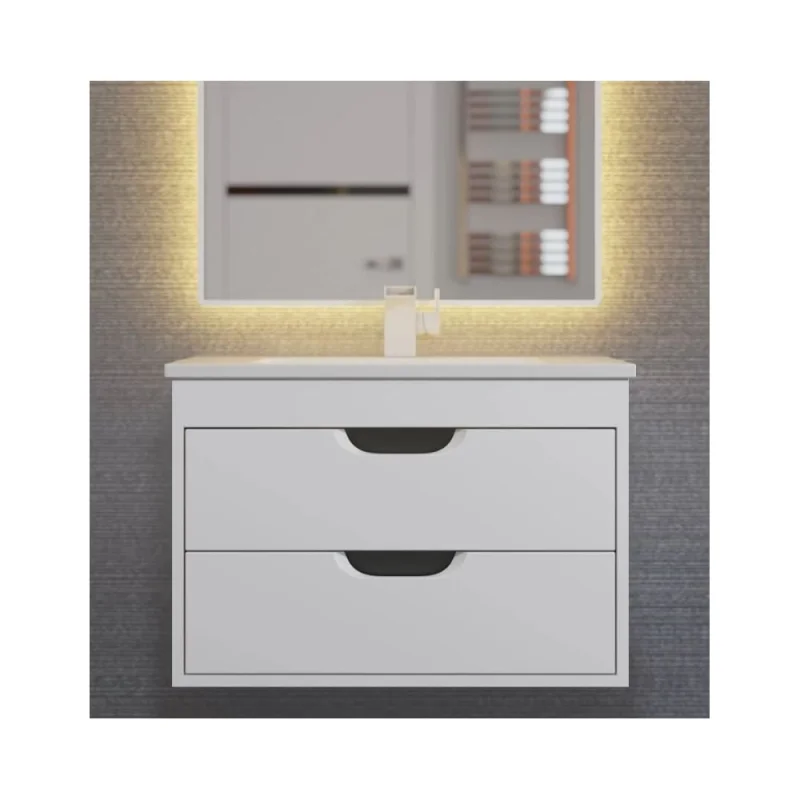 Тумба под раковину для ванной Uperwood Modul_65 см, подвесная, матовая, белая/графит 2930205354