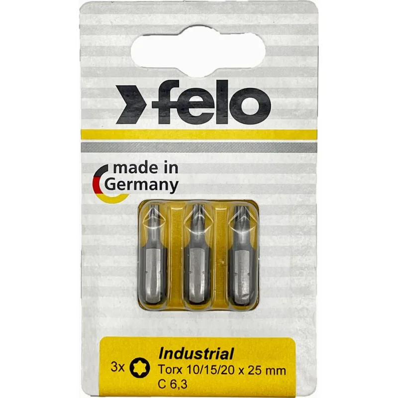 Биты Industrial 3 шт, T10/T15/T20, 25 мм, в блистере Felo 02693116