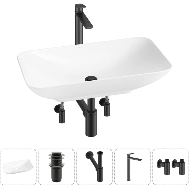Набор Wellsee 5 в 1 Demure накладная раковина 60x36 см 20214596R