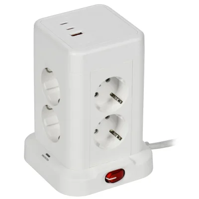 Удлинитель У08K 8 мест 2P+PE 1,5м 3х1,0мм2 16А/250В USB A+C 20Вт белый DOMINIC IEK