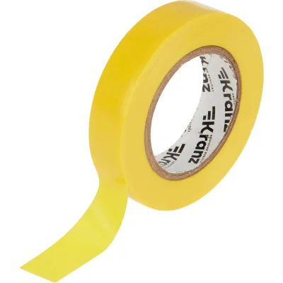 Изолента ПВХ KRANZ 0,13х15 мм, 20 м, желтая KR-09-2602