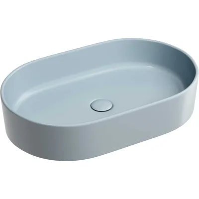 Умывальник-чаша накладная Ceramicanova Element овальная, цвет серо-голубой матовый, 608х385х122 мм CN6048MHL