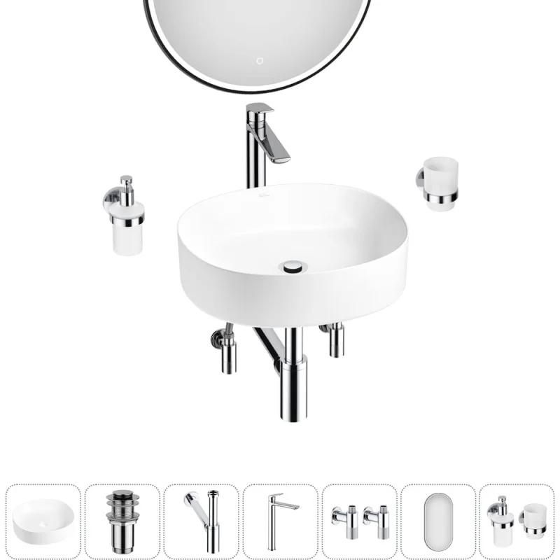 Набор Wellsee 7 в 1 Belle Spa 2.0 накладная раковина 45x42 см 20218423R