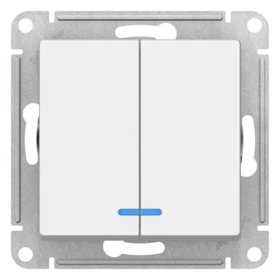 Выключатель Systeme Electric AtlasDesign двухклавишный встраиваемый лотос с подсветкой (ATN001353)