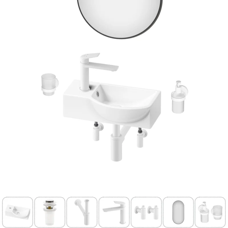 Комплект Wellsee 7 в 1 Lavinia Boho Bathroom Sink накладная/подвесная раковина 40x23 см 20219604R