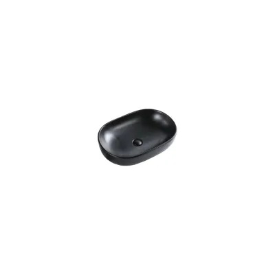 Керамическая накладная раковина BelBagno овальная, чёрная матовая BB1084-H301